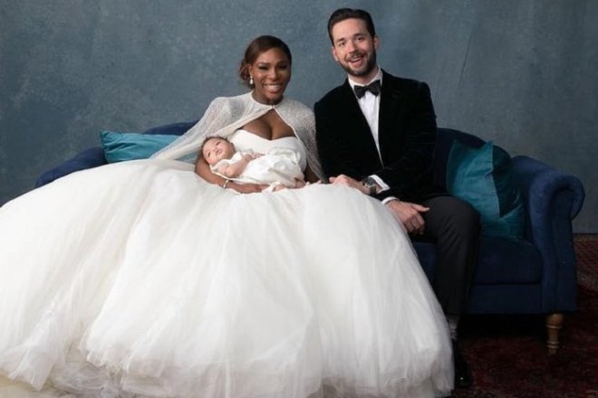 Serena Williams with her husband and daughter