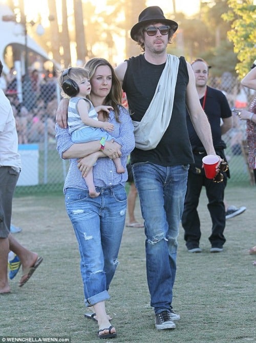 Alicia Silverstone with husband and son