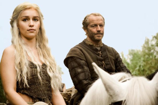 Iain Glen and Emilia Clarke in the series Game of Thrones