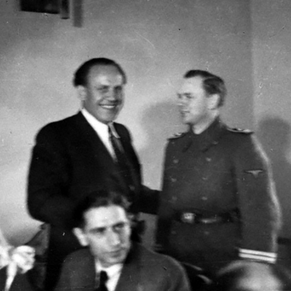 Oskar Schindler with SS officers