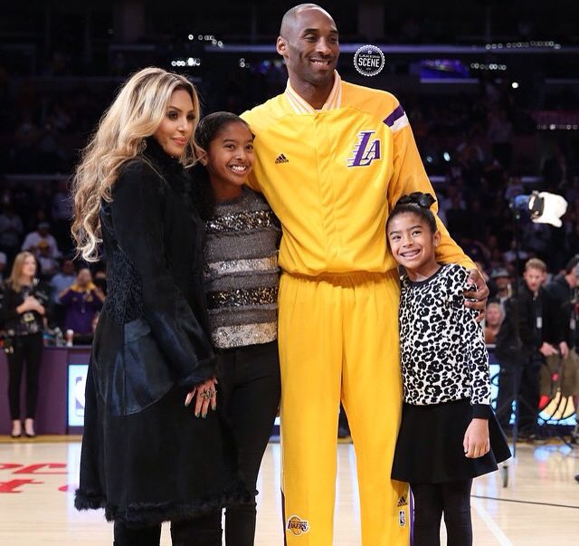 Kobe Bryant with his wife and children