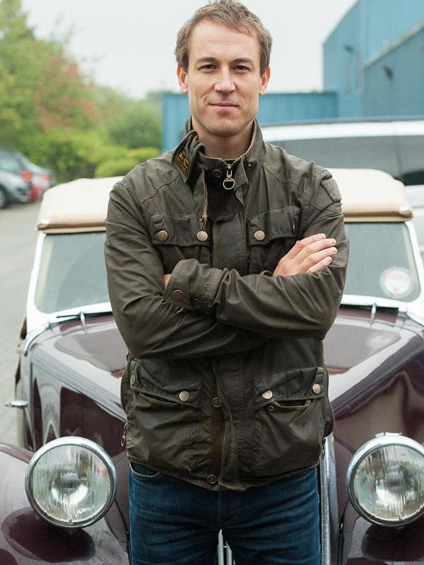 Tobias Menzies with an old car