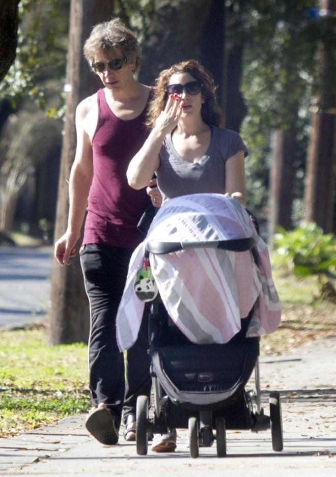 Ben Mendelsohn and Emma Forrest for a walk with a child