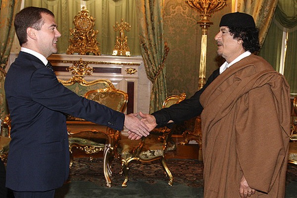 Muammar Gaddafi and Dmitry Medvedev