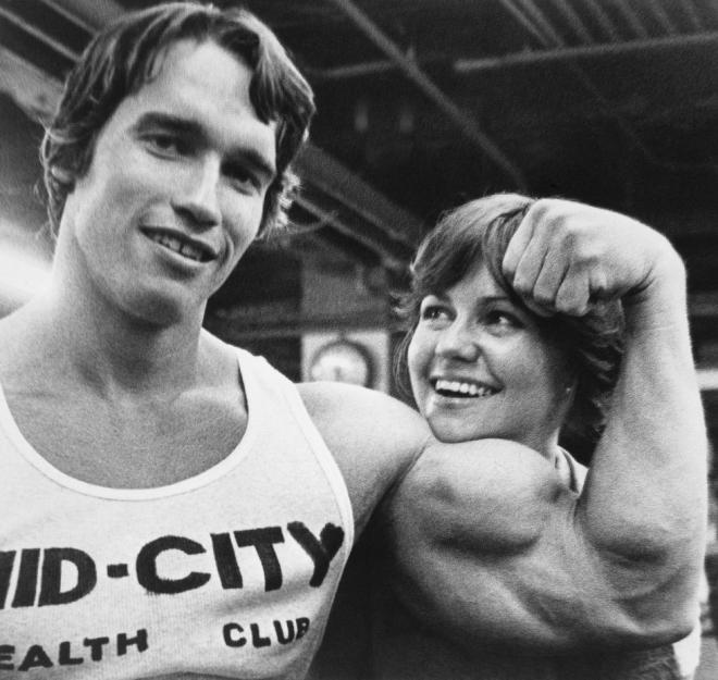 Sally Field and Arnold Schwarzenegger